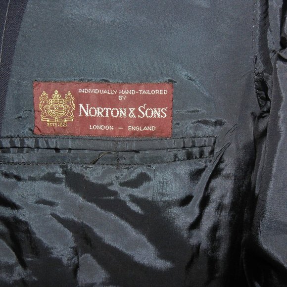 Norton & Sons Savile Row Navy Stripe Bespoke Two Button Suit Jacket 42L - Picture 10 of 10